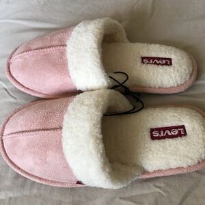Levi's Womens Pink and White Slippers